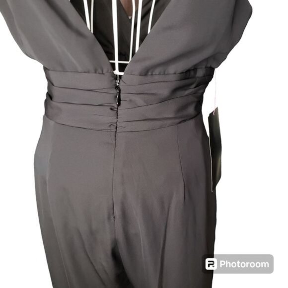 NWT Bebe Wide Leg Slit Jumpsuit in Black Size 4 - Picture 4 of 11